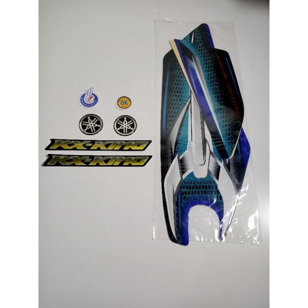 striping rx king 2007 biru set emblem timbul, lis body rx king 2007 biru komplit emblem timbul