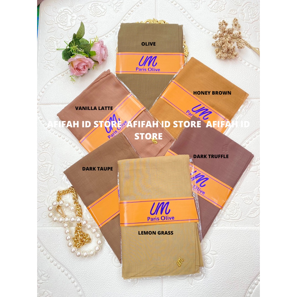 Umama Scarf - Kerudung Polos Segi Empat Paris Olive LC AFIFAH ID STORE