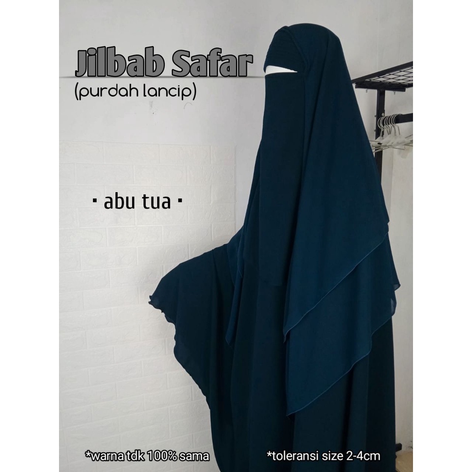 Jilbab Safar (LENGAN) Purdah Lancip PREMIUM jetblack & new fortaleza
