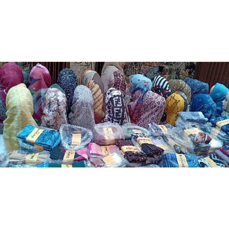 KERUDUNG SEGI EMPAT VOAL DENAY SYARI | PAKET USAHA HIJAB MOTIF | KHUSUS JILBAB GROSIR KODIAN JUMBO