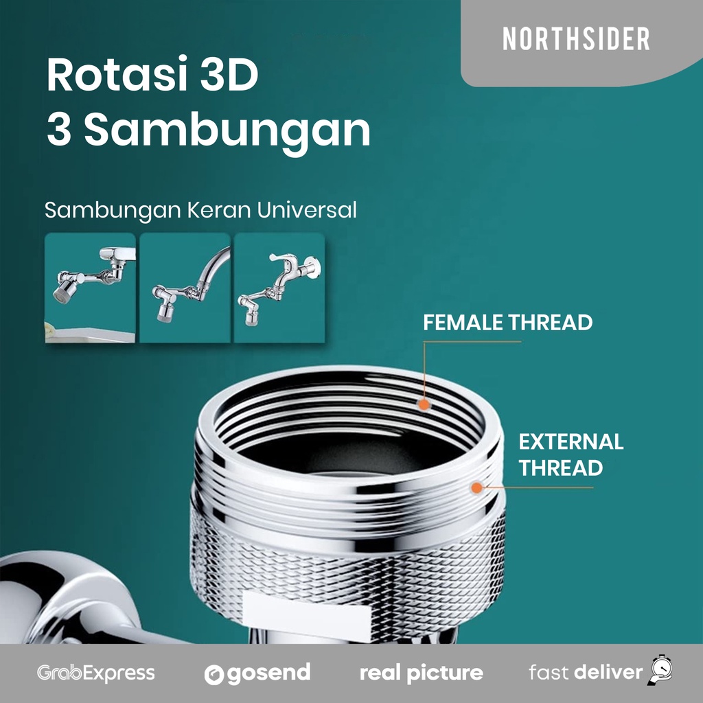 SPLASH FILTER FAUCHET SAMBUNGAN KEPALA KRAN PUTAR ROTASI 1080