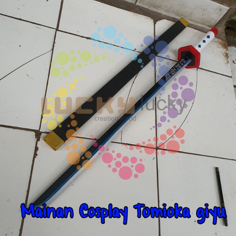 Mainan pedang kayu giyu tomioka anime kimetsu no yaiba