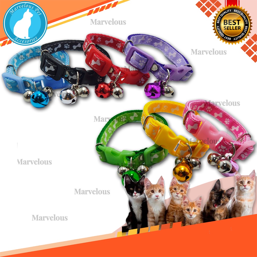 Kalung Kucing Lonceng Besar Motif Tulang Premium ( Lonceng 14mm isi 3 pcs )