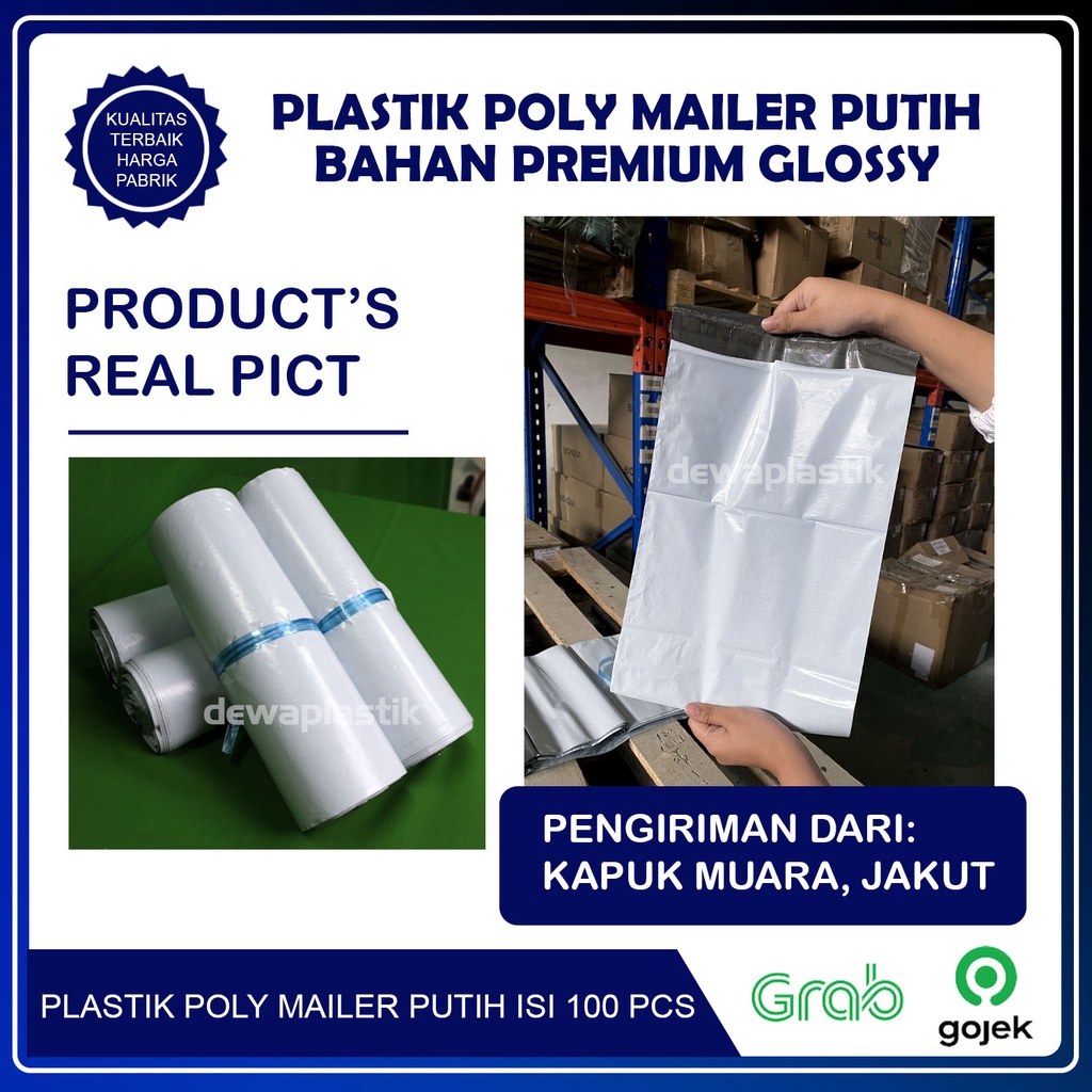 Poly Mailer 25x35 cm Putih Isi 100 Pcs Polymailer Kantong Plastik LDPE Amplop Packaging 25 x 35 cm Plastik Packing Putih 25x35cm Kantong Paket 25 x 35cm Warna Putih Susu Isi 100pcs