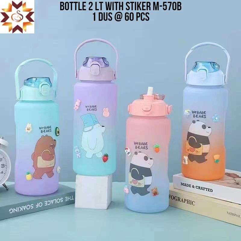 Botol Viral 2D 3D 2 LT M-570 B Bottle Botol minum viral gambar stiker