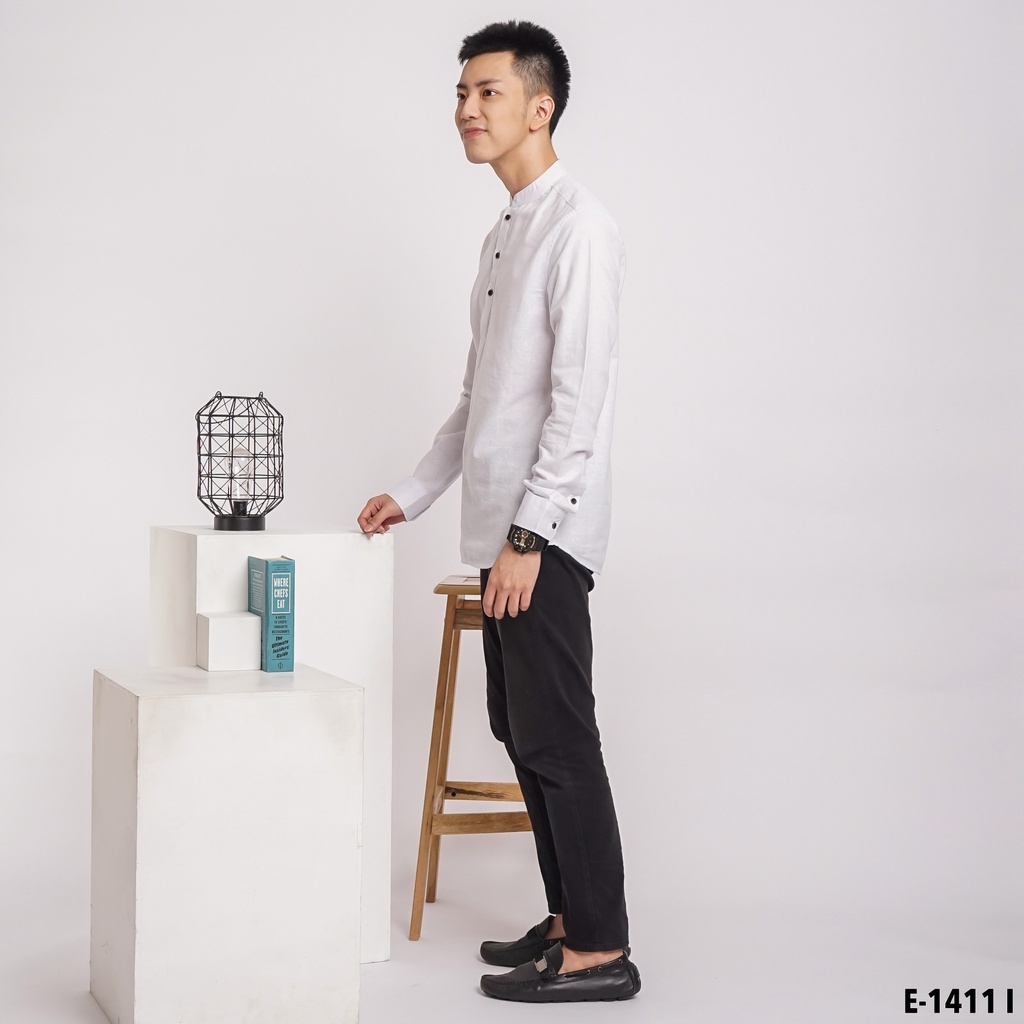 Baju Koko Pria Lengan Panjang Baju Muslim Pria Koko Dewasa Kemko Putih Polos