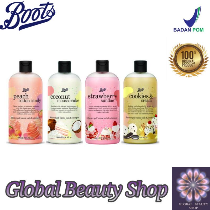 Boots Shower Gel - Bubble Bath - Shampoo 500mL