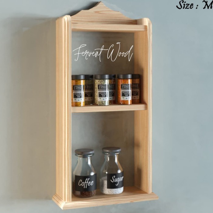 Rak Dinding Kayu Rak Gantung Bumbu Dapur Rak Serbaguna Dapur Tempel