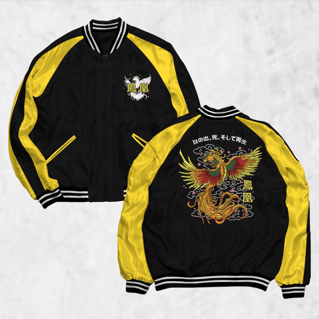 Fortglass Jaket Sukajan Motif PHOENIX Sablon Jaket Pria Wanita Distro Unisex Japan Premium Original