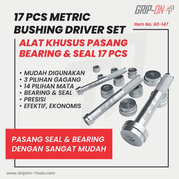 Treker Grip-On Metric Bushing Driver Set 17 Pcs Lepas Pasang Bushing Seal