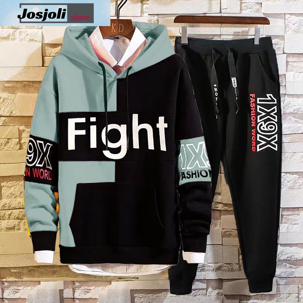 JOSJOLI_STORE/Stelan Fight/Satu Stel Atasan dan Bawahan Pria Dewasa/Fit L