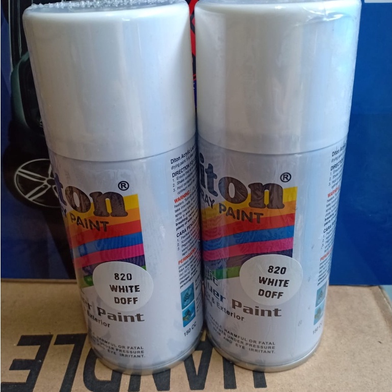 Cat Semprot DITON Spray Paint Acrylic 820 Pilox Warna Putih Doff / White Doff / Putih Tidak Mengkilap (820) 150cc/Kecil