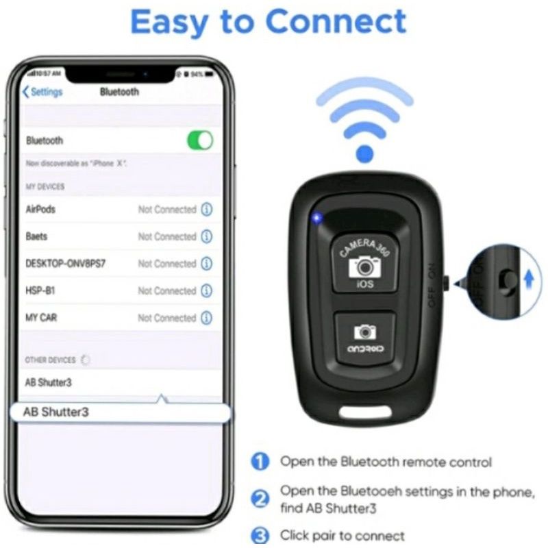 BARA | Tomsis Bluetooth Tombol Narsis Remote Shutter Kamera Andorid IOS TONGSIS