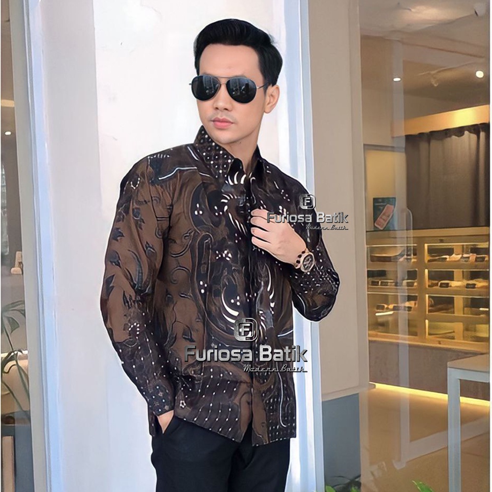 FURIOSA BATIK Lemah Teles Kemeja Batik Pria Modern Lengan Panjang Casual Modis Slim Fit Trendy Masa Kini OL 162