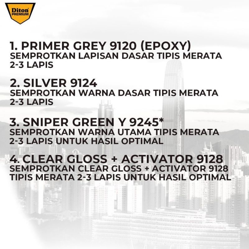 Pilok Cat Diton Premium Sniper Green 9245 Hijau 400cc Tahan Bensin Cepat Kering.Cat Semprot Pylok