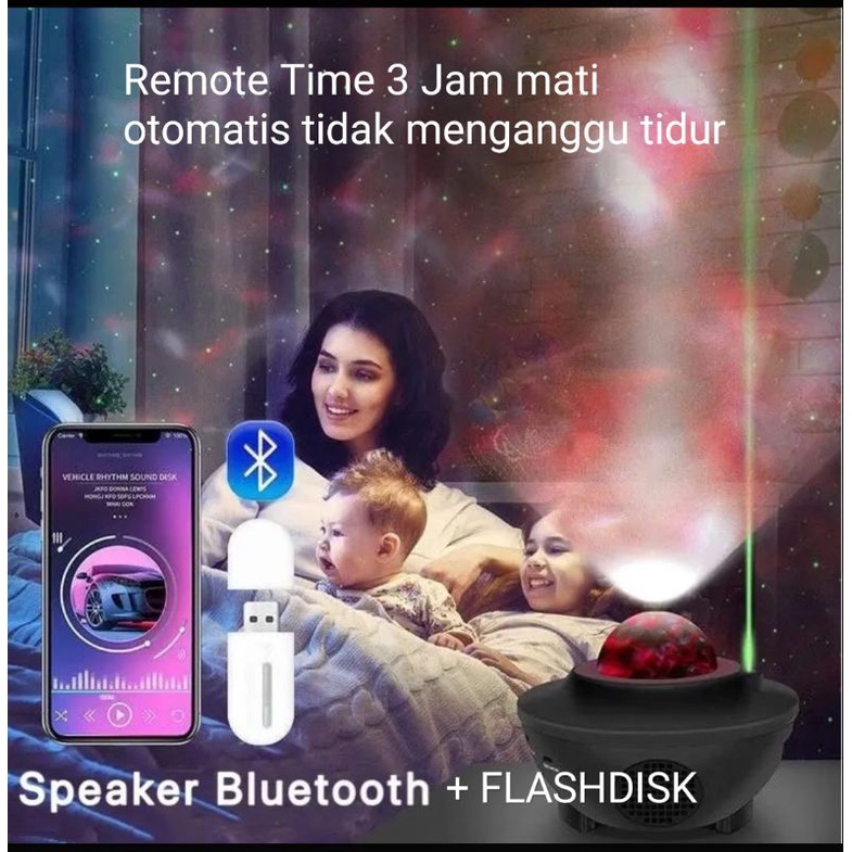 [ Pplus ] Lampu Proyektor Dengan Speaker Langit Malam Bintang 2 IN 1   Lampu Starry Projector Light Lampu Tidur/ Lampu Proyektor Galaxy / Lampu tidur anak / lampu dekorasi ruangan live / Starry proyektor  kamar aesthetic / Lampu Proyektor untuk Pesta