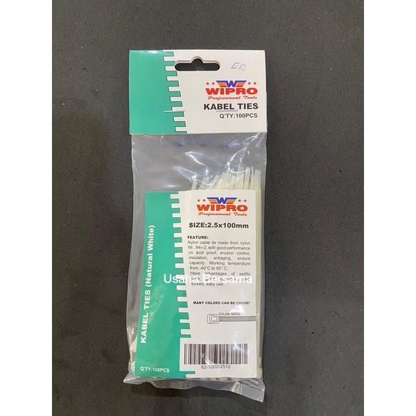 

Kabel Ties / Tali Ties 2.5 x 100 Putih WIPRO