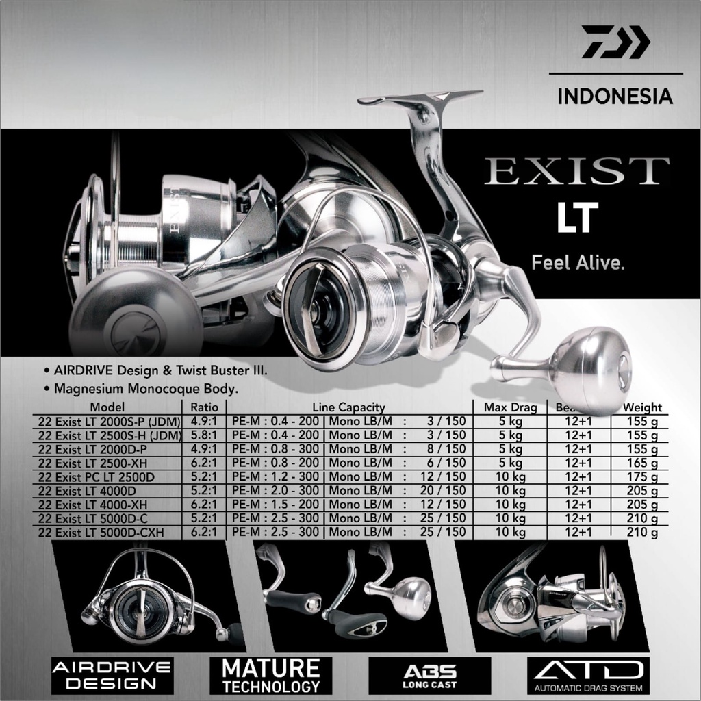 Reel Spinning Daiwa Exist LT 4000XH & 5000CXH