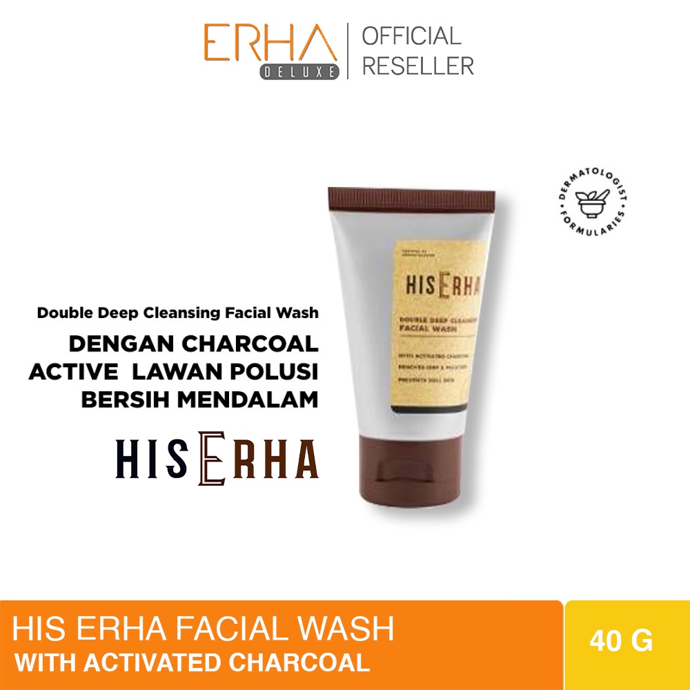 HisErha Double Deep Cleansing Facial Wash 40gr - Pembersih Wajah Pria