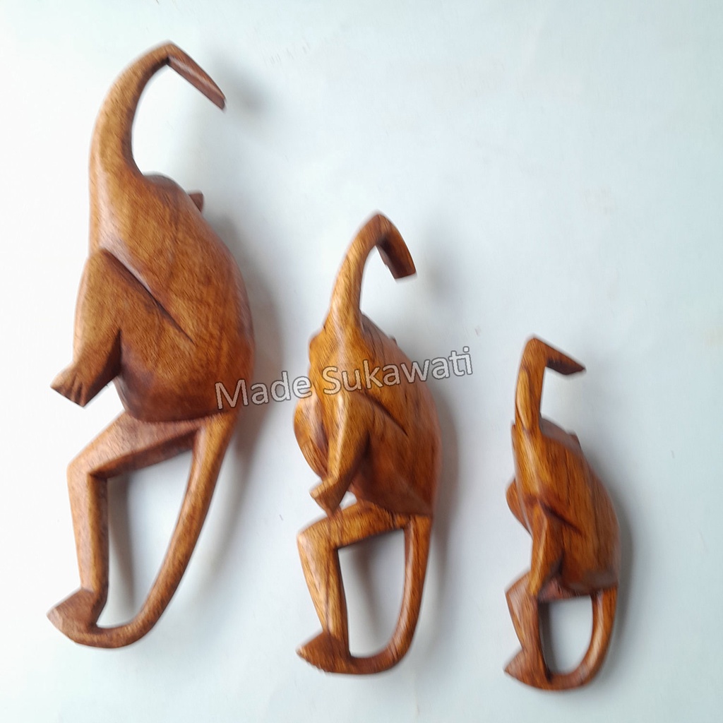 Set Patung Kayu monyet kera gantung isi 3pcs Kerajinan handmade Bali