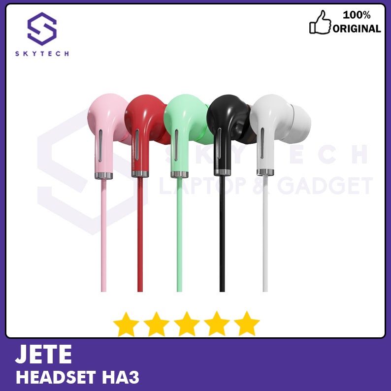 HEADSET/EARPHONE STEREO JETE HA3 ORIGINAL GARANSI RESMI