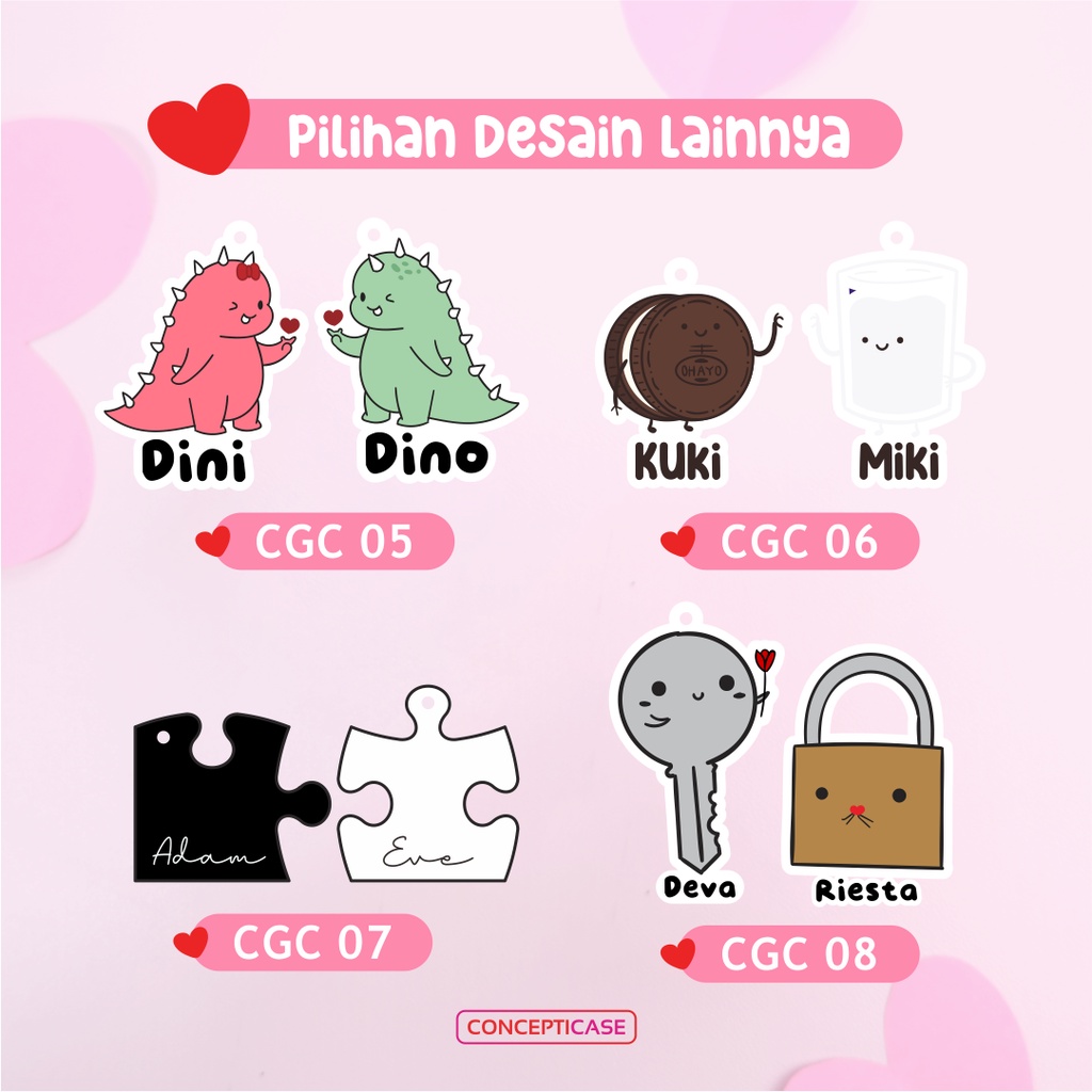 GANTUNGAN KUNCI COUPLE SPECIAL VALENTINE CUSTOM UVPRINT KEYCHAIN AKRILIK 2PCS