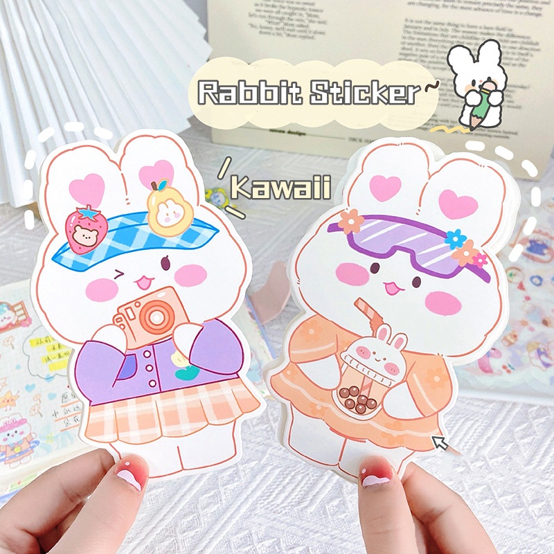 4pcs Stiker Kelinci Lucu DIY Bahan Washi Stiker Akun Tangan Untuk Diary Notebook Ponsel Stiker2023Tahun Baru Tema Dekorasi Stiker Alat Tulis