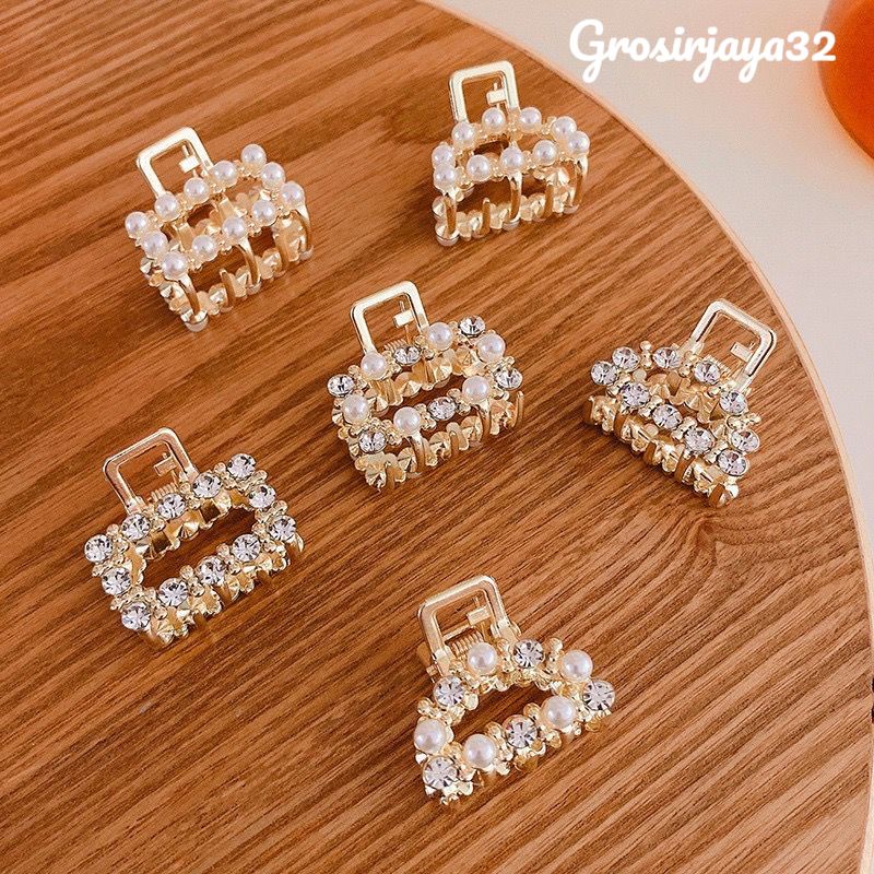 (GROSIRJAYA32) Jedai 2.5cm Mutiara MINI VIRA Elegan Jepit Rambut Alloy Korea Mutiara Permata Jepit Salon Logam Warna Emas