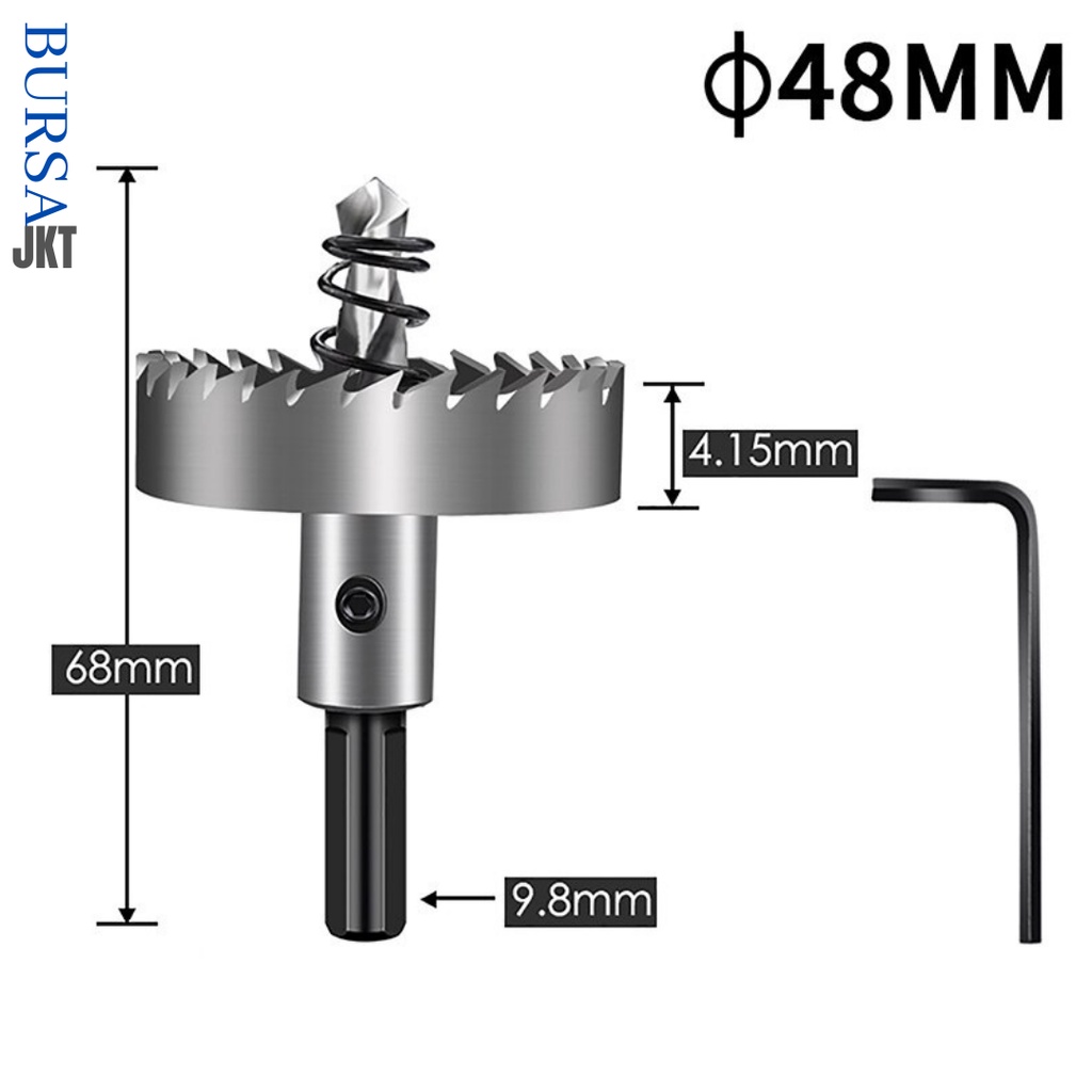 MATA BOR HOLE SAW STAINLESS STEEL PELUBANG BESI PLATE METAL DRILLING LOGAM 48 MM