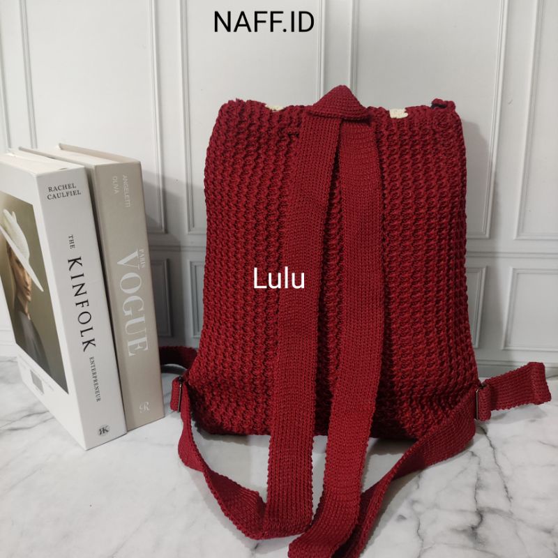 NAFF.ID- &quot;Lulu&quot; Tas Ransel Korea Renda Rajut Knitbag