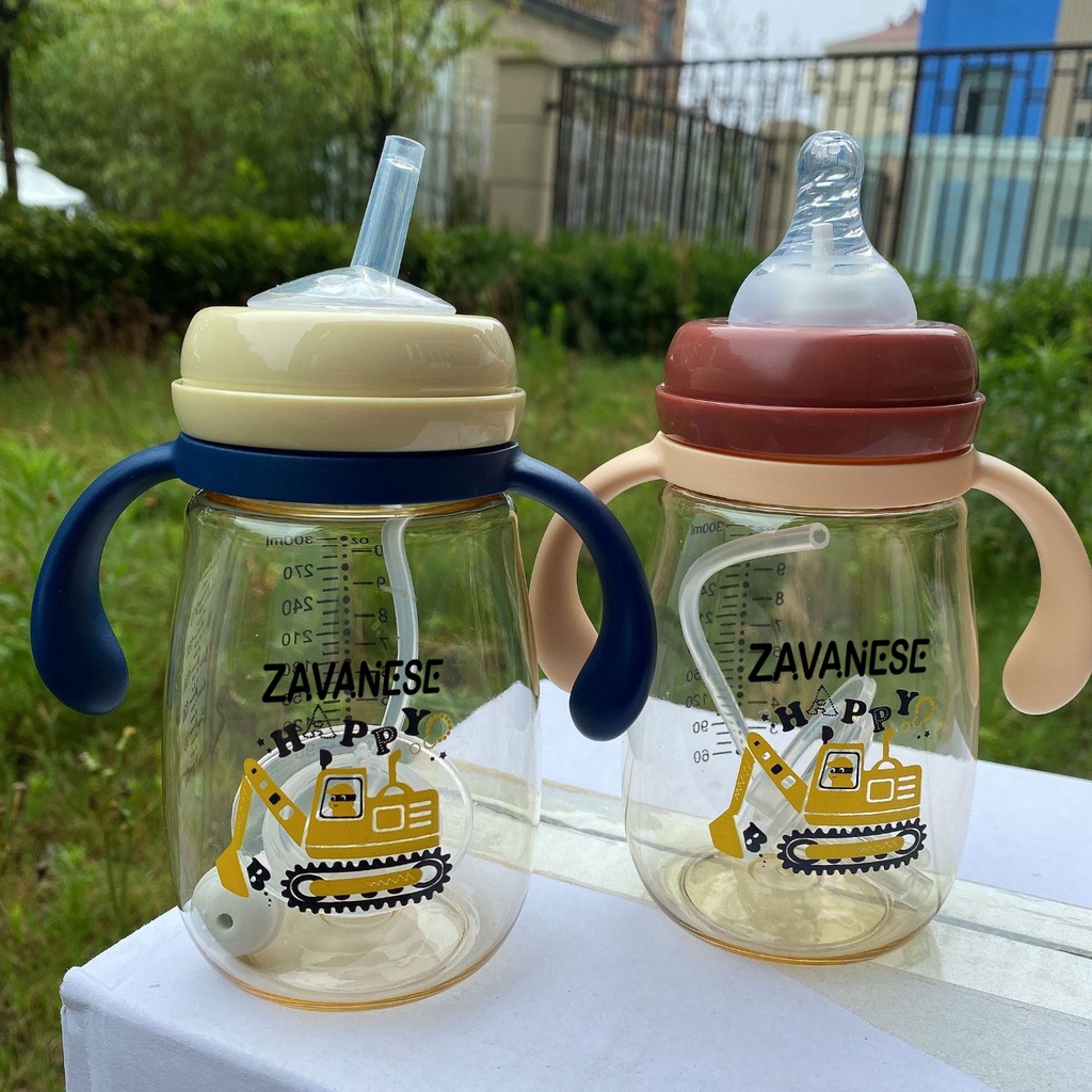 *COD* Botol Minum Bayi Zavanese 2in1& 3in 1 Dot dan Sedotan 240 & 300 ml Training Cup Karakter BPA Free-2