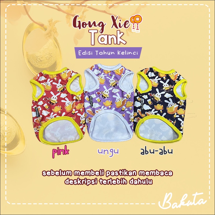 Baju Kucing Tank Edisi Gong Xi Fa Cai Tank Tahun Kelinci Lucu Untuk Kucing dan anjing / Baju Kucing Termurah Size XS-XXL / Baju Kucing Tangerang