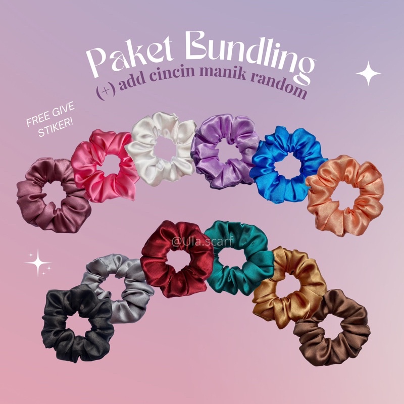 Paket Scrunchie 12 pcs + Cincin Manik