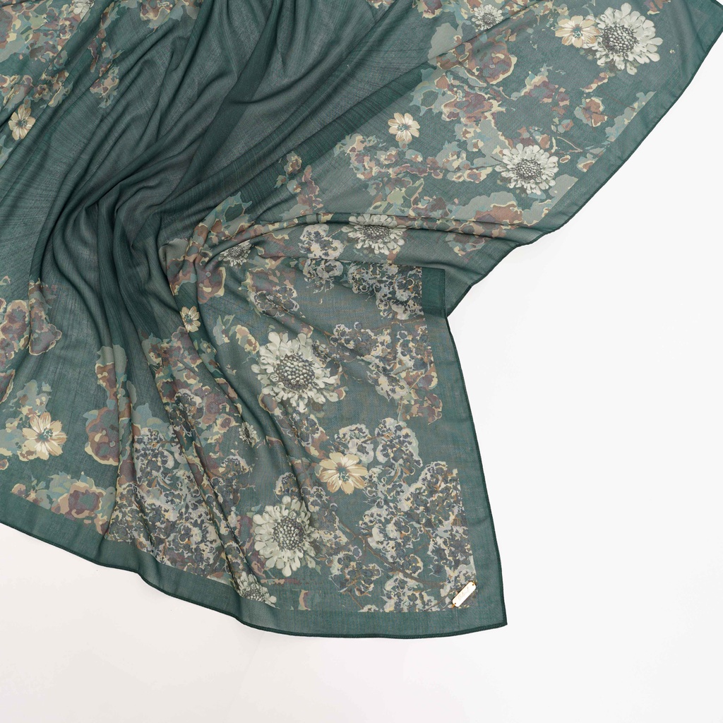 ALIF JILBAB SEGI EMPAT MOTIF PARIS PREMIUM KOREA - VORTE IN ELM GREEN ( SPR-D8-001 )