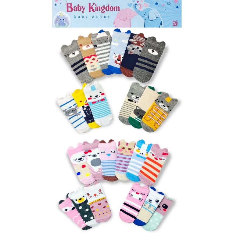 ♥BabyYank♥ [3 Pasang] Baby Kingdom Kaos Kaki 3in1 - Kaos Kaki Bayi BOY &amp; GIRL / KAOS KAKI BAYI MURAH