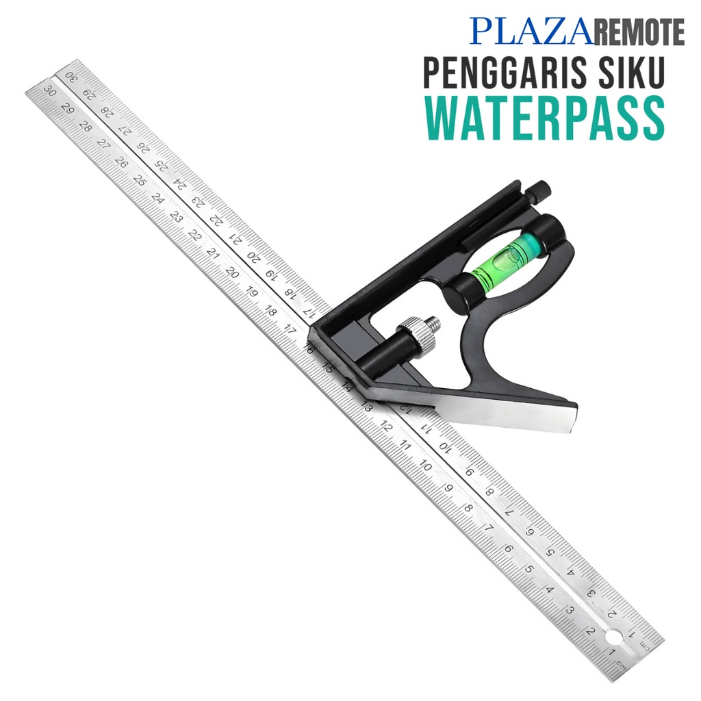 PENGGARIS SIKU BUSUR ALAT BANTU PERTUKANGAN STAINLESS PRESISI WATERPASS