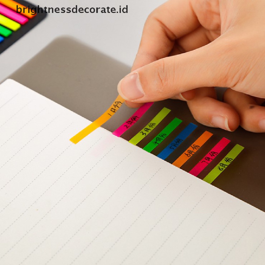 [Birth] 160/300pcs Warna Transparan Neon Indeks Tab Bendera Sticky Note Stationery [ID]