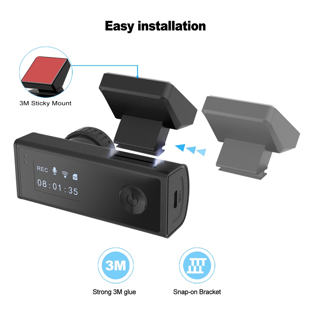 ESSGOO Car Recorder DVR 1080P HD Car Security Support Cell Phone Connection Parking Monitoring