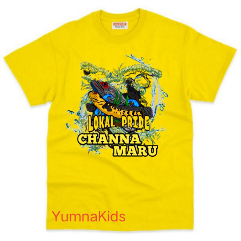 baju kaos anak karakter ikan Channa maru bahan premium