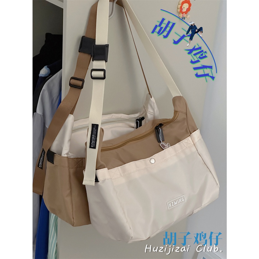 ㍿Sera Jepang Kapasitas Besar Kelas Commuter Tas Wanita Korea Versi Retro Sederhana Satu Bahu Messenger Tas Pria mahasiswa Messenger Tas