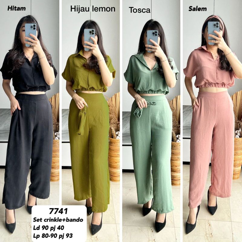 setelan top pants / set baju dan celana / baju crinkle