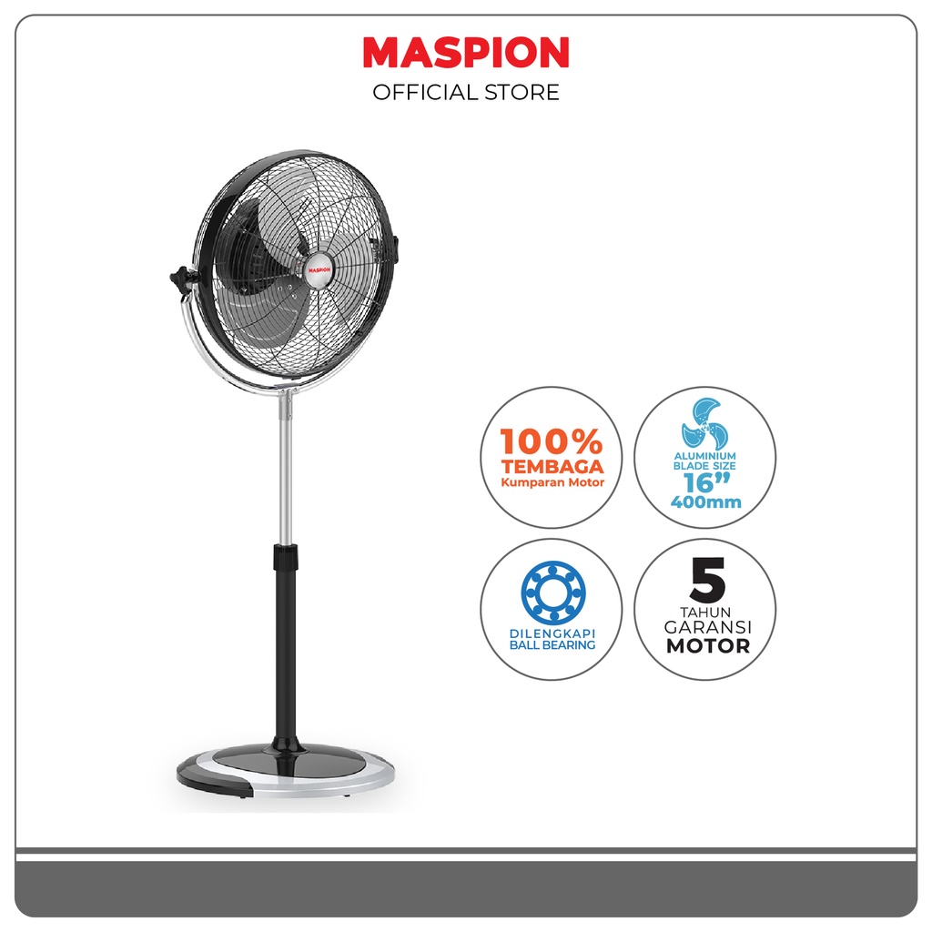 Maspion Power Stand Fan Kipas Angin Berdiri 16 Inch PW-1603 S
