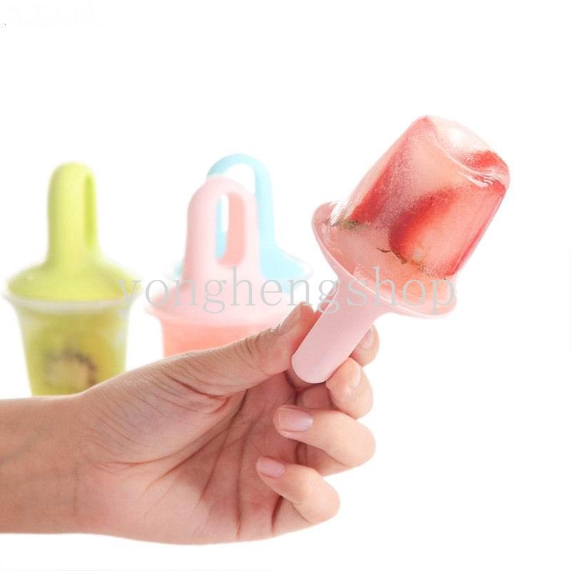 Cetakan Es Krim / Jelly / Pudding Mini Reusable Dengan Gagang Untuk Anak