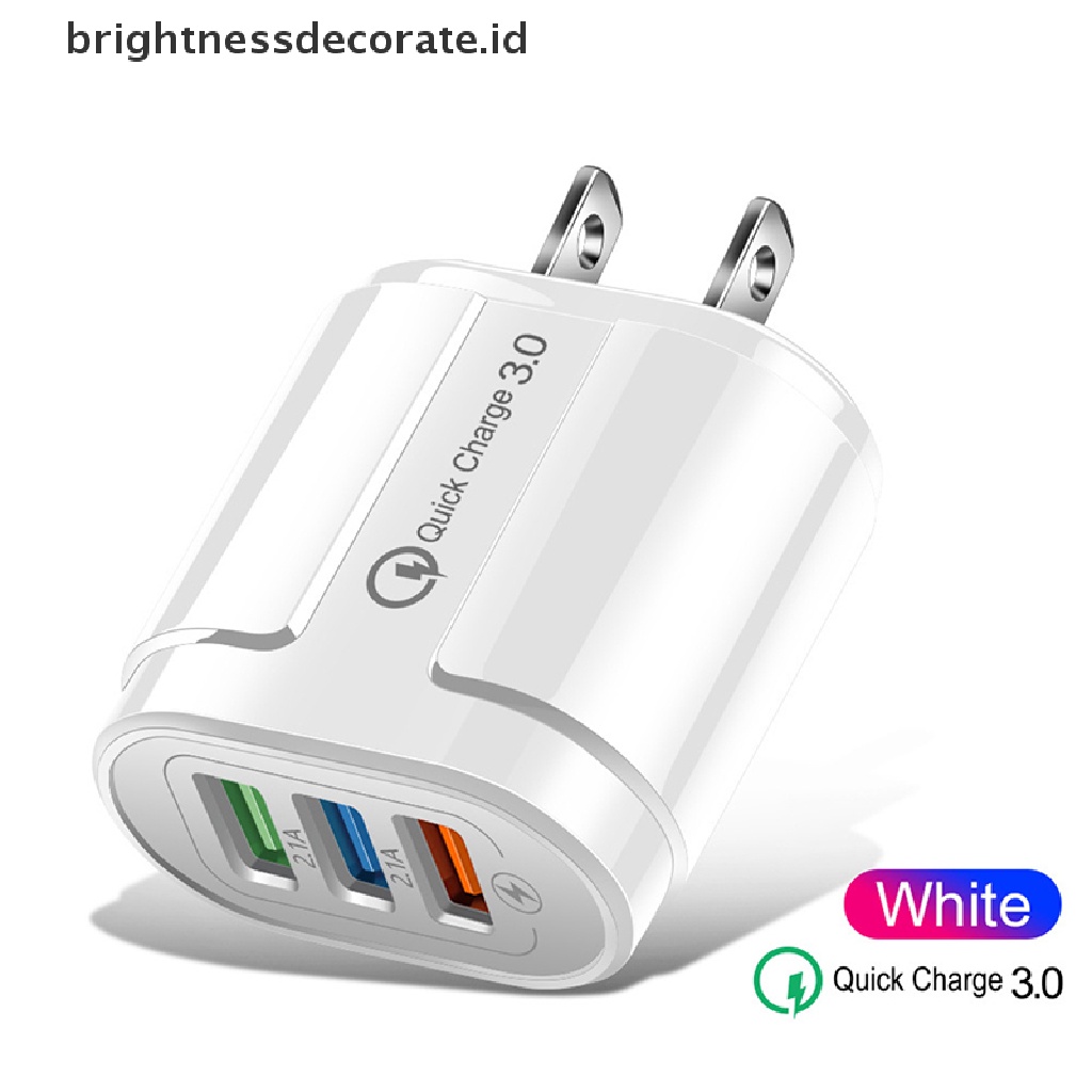 [Birth] Baru 2A 3port Cepat Quick Charge QC 3.0 USB Charger Dinding Power Adapter US EU [ID]