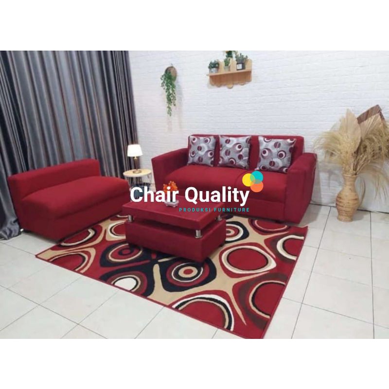 Sofa L Minimalis Bludru