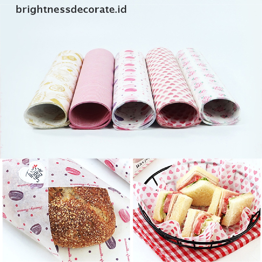 [Birth] 50pcs/lot Kertas Lilin Pembungkus Makanan Wrapping Paper Food Grade Grease Paper Untuk Roti Sandwich Burger Fries Oilpaper Baking Tools [ID]