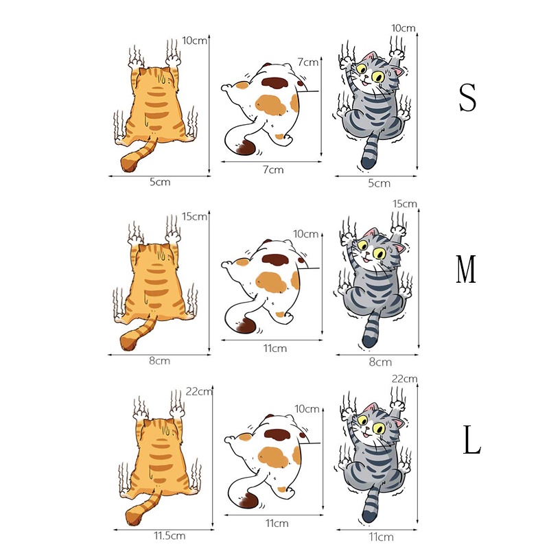 Tiga Kucing Panjat Hewan Styling Stiker Lucu Kucing Scratch Cover Mobil Decals Body Mobil Kreatif Decals Kartun Kucing Stiker Laptop Botol Air Mobil Dekorasi Bumper Decal