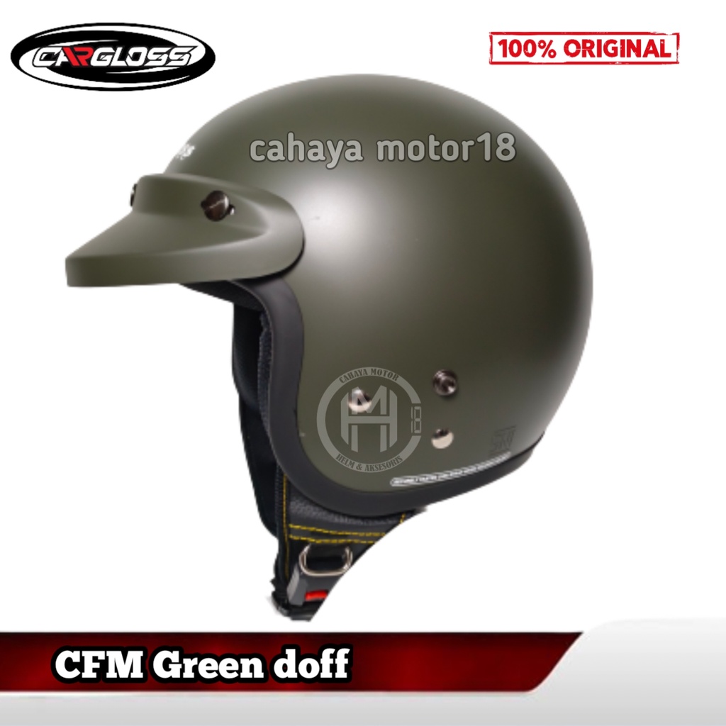 HELM CARGLOSS CFM ORIGINAL GREEN DOP|hijau army