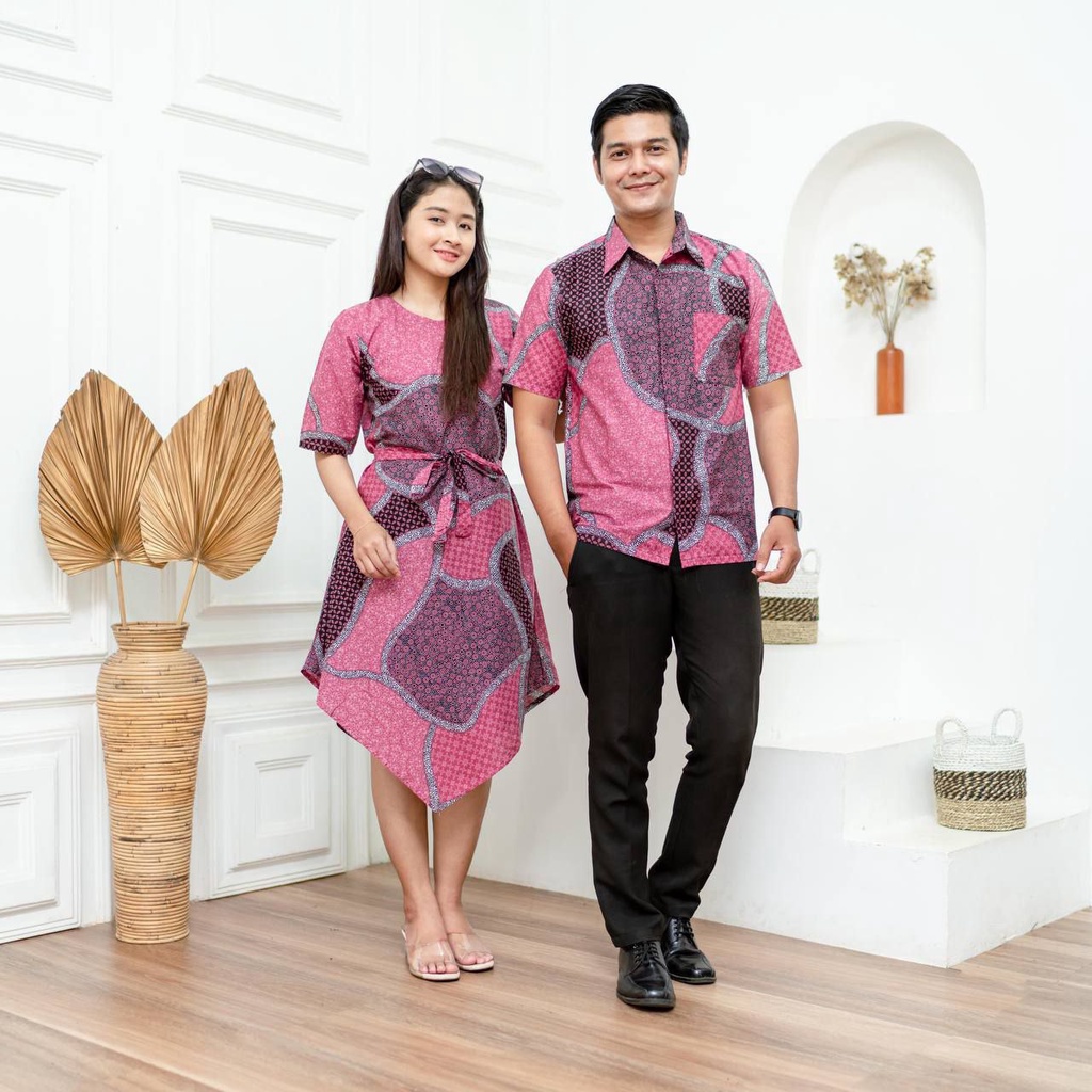 Baju Pasangan Couple Batik Dres Lancip Motif Songket