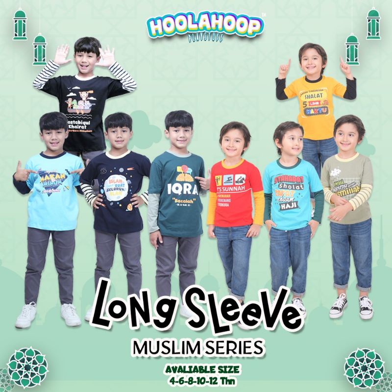 HOOLAHOOP BAJU KAOS ANAK COMBAT 20S HOOLAHOOP LONGSLEEVE MUSLIM SERIES 4T-12 t (4-10TH)